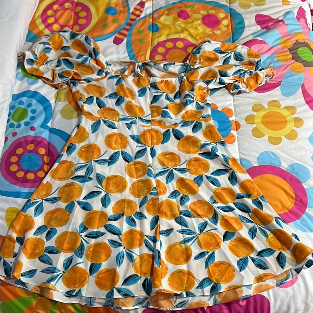 SHEIN Dress with oranges 🍊🤍